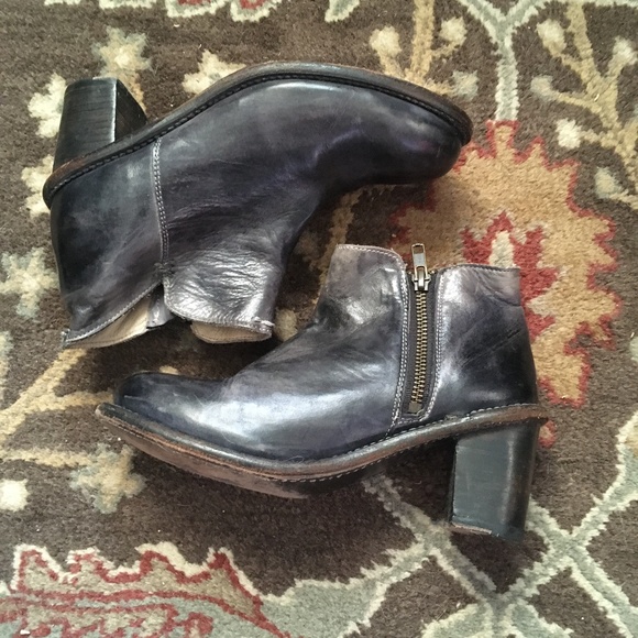 BED/STU NYC Hand Made Yell Black Leather Distressed Stack Heel Ankle Boots 6.5 - Picture 4 of 8